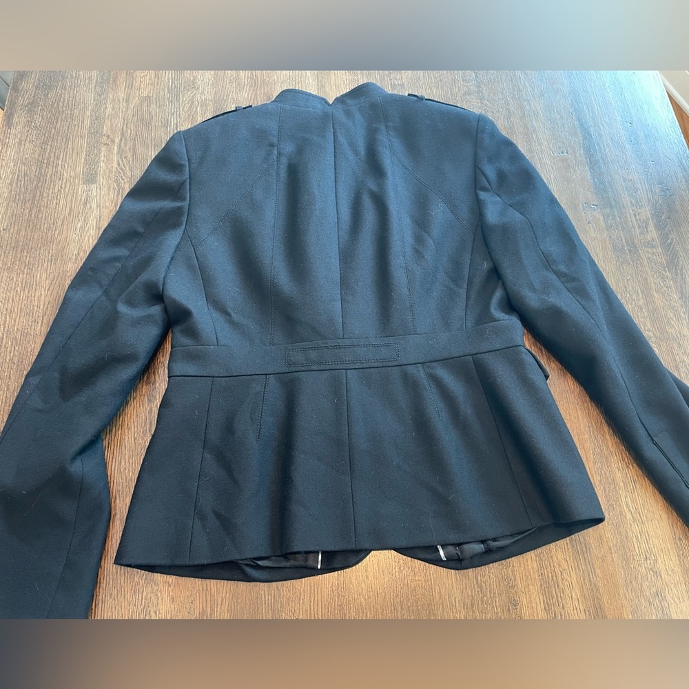 Banana Republic Wool Black Military Style Suit Coat - Size 12 - Picture 3 of 11